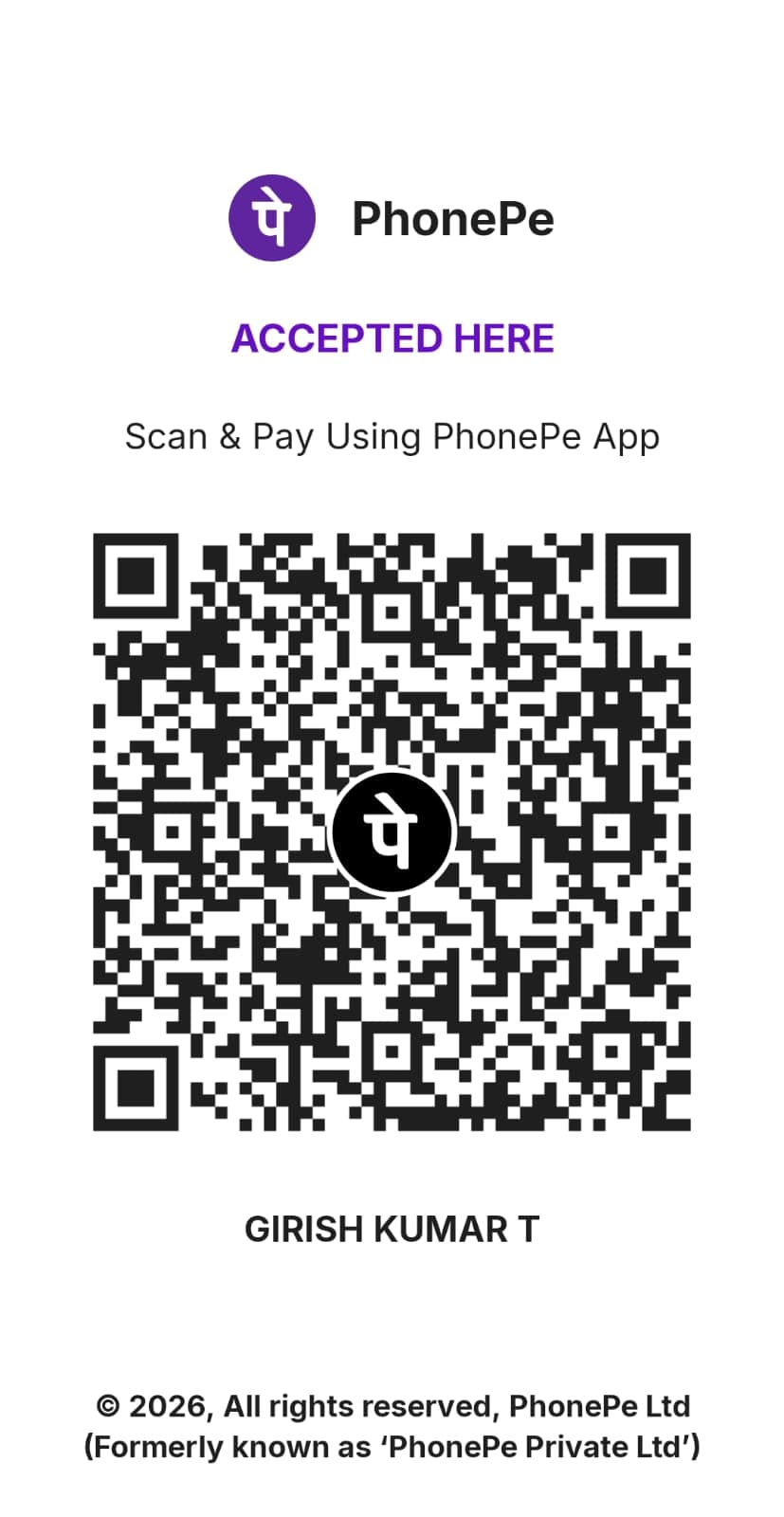 PhonePe QR code for donation